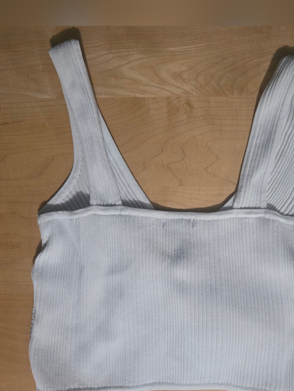 Dynamite Off White Ribbed Wrap Crop Top - Women Size Small - Picture 3 of 11